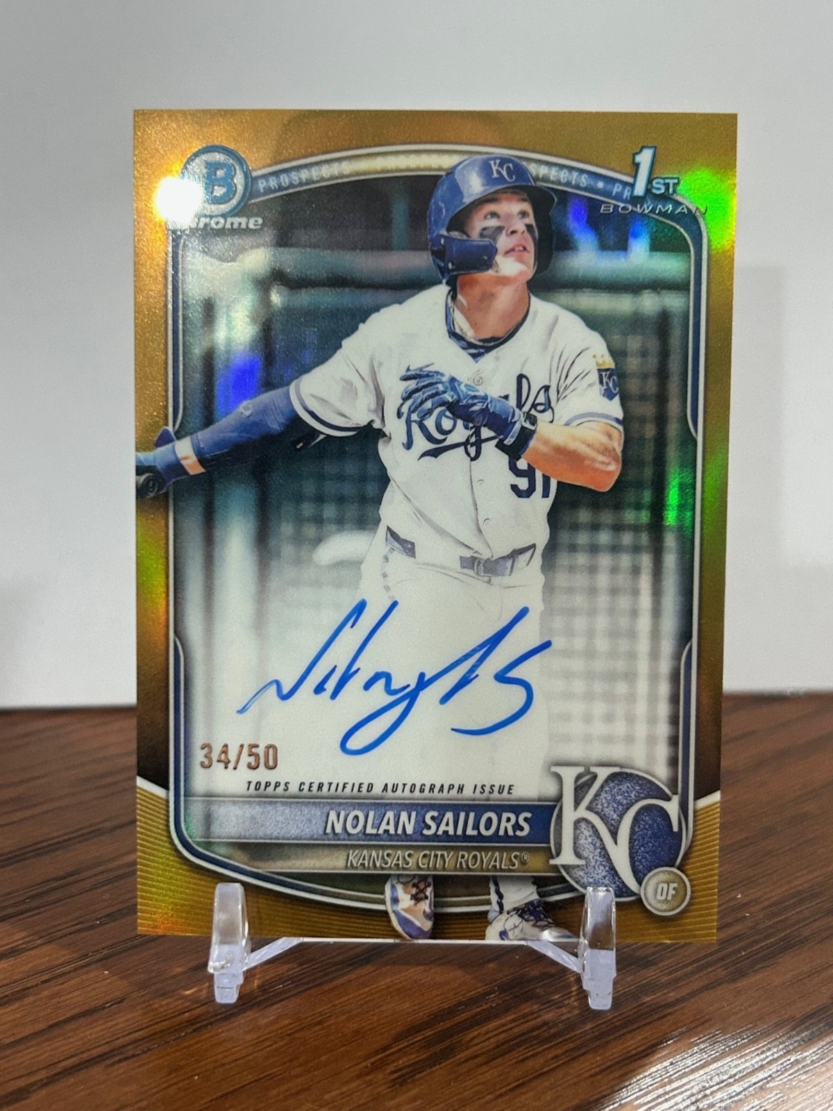 2025 MLB Bowman Draft Chrome Nolan Sailors GOLD REFRACTOR AUTO 1st Rookie 34/50