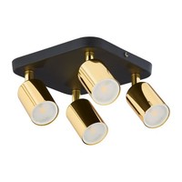 Deckenstrahler Deckenlampe 4-Flammig B: 30 Cm Klein GU10 Schwarz Gold Metall