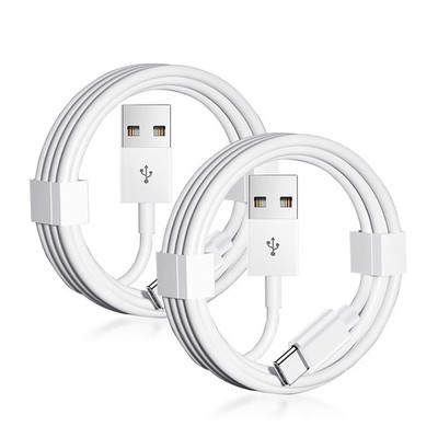 2-Pack USB A to USB C Fast Charger for iPhone 17, 15, 16, 1.5FT Cable