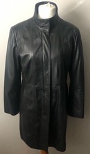 NEXT - Soft REAL LEATHER Mid Length Coat/Jacket BLACK Size 12/14