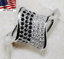 2CT Treated Black Sapphire  Topaz 925 Sterling Silver Ring Jewelry Sz 6 UB2-7