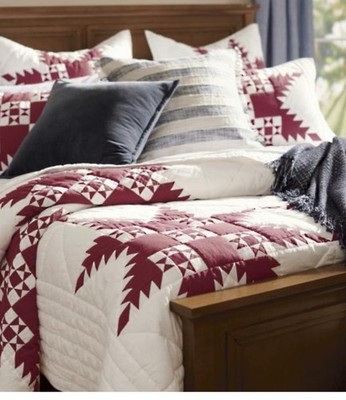 Frontgate Quilted Red Northstar Star KingCotton Quilt Grandin Road NWT Msp. $379
