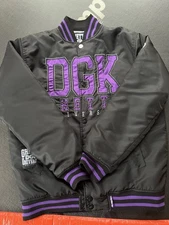DGK Ghetto Mens Coat Varsity Jacket Skater Size XL Purple Black Snap
