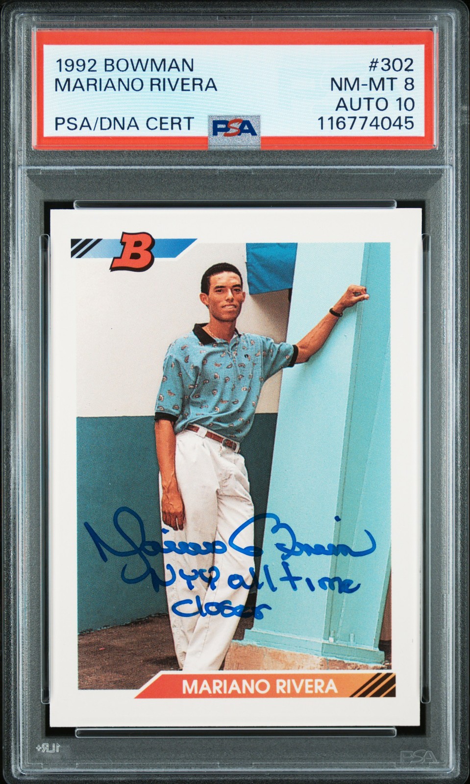 1992 BOWMAN #302 MARIANO RIVERA PSA 8 AUTO 10 view 1