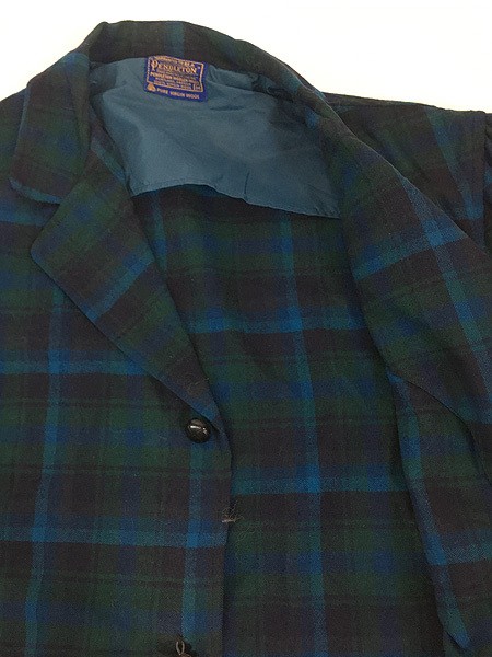 Pendleton Wool Tailored Jacket Men Blue Check 70s… - image 5