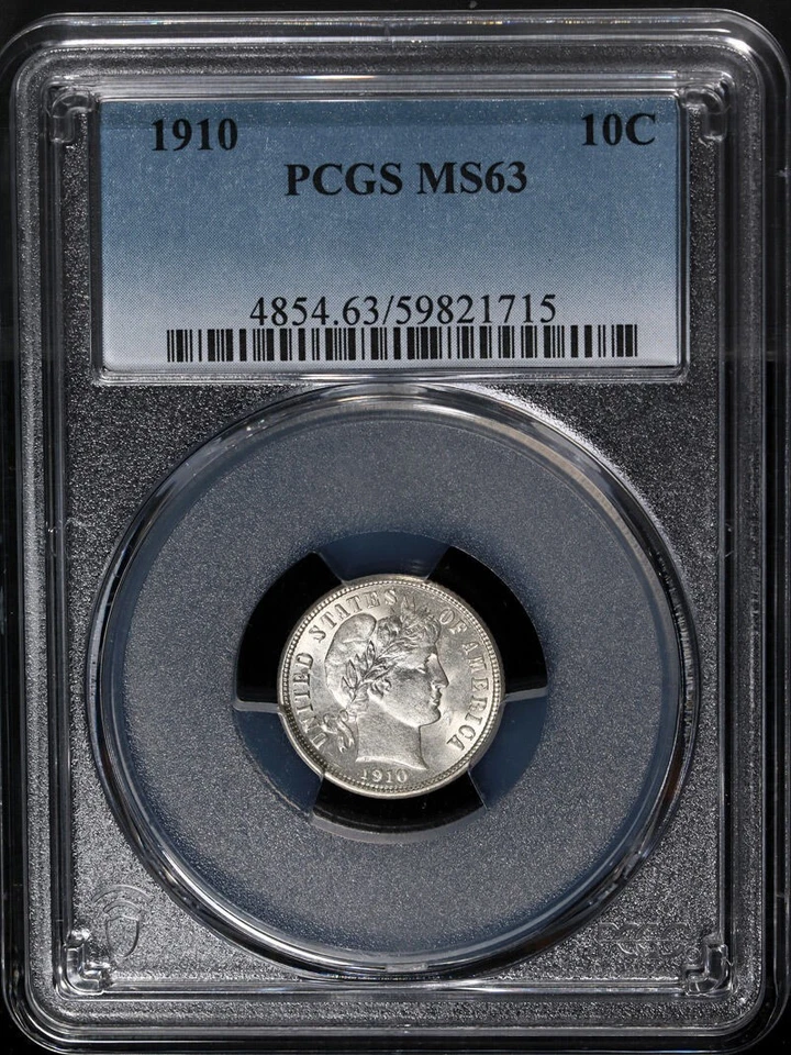 1910-P Barber Dime PCGS MS63 Superb Eye Appeal Strong Strike - Image 3 of 4