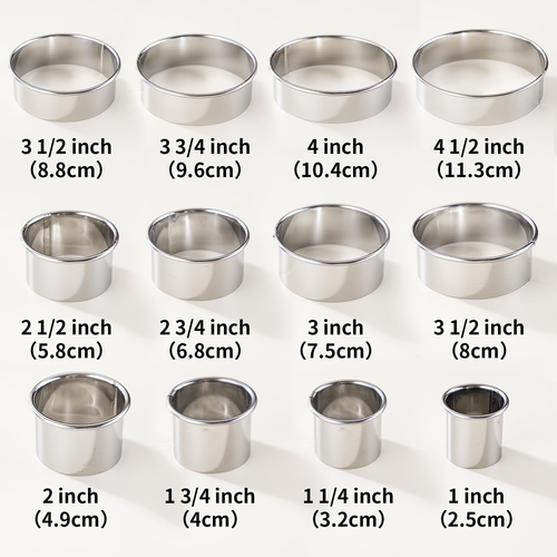 12 Pcs 304 Stainless Steel Biscuit Cutter Set - round Cookie Cutters for Baking - Foto 2 di 12