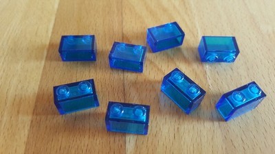 10 blau transparente Lego Basic Steine / Blaulicht, 1 x 2 (3065) (S410)