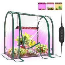 Mini Indoor Greenhouse with Grow Lights 27.2"LX19.9"WX27.2"H Desktop Small