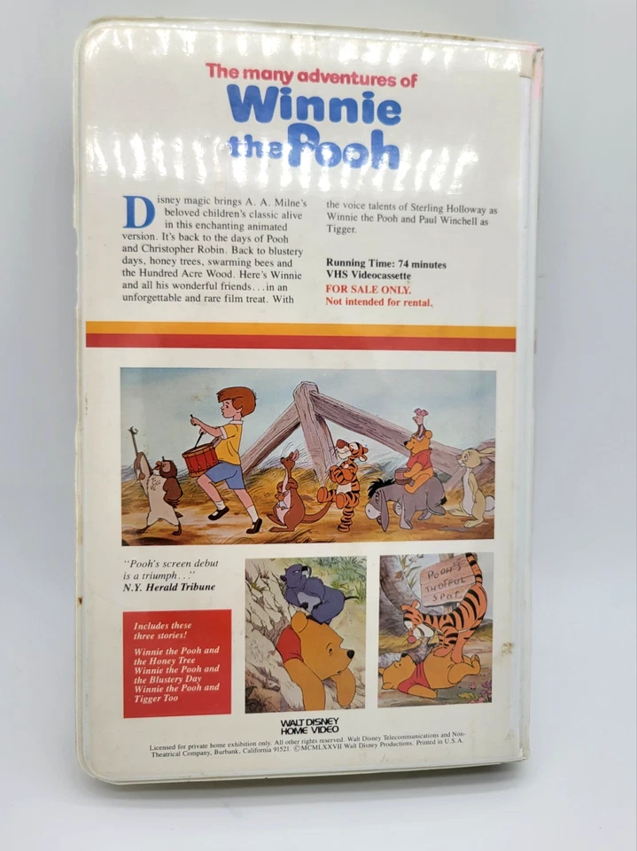 VTG Walt Disney's The Many Adventures Of Winnie The Pooh VHS Clamshell Video - Image 3 of 4