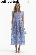 Self Portrait Blue Lace Midi Dress Mother Of The Groom Bride Size 12 Immaculate