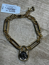 Michael Kors Signed Gold-Tone MK Logo Dangle ...
