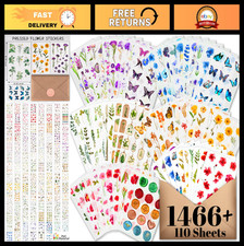Floral Stickers for Scrapbooking - 1466 Pieces, Pressed Flower Journaling Sup