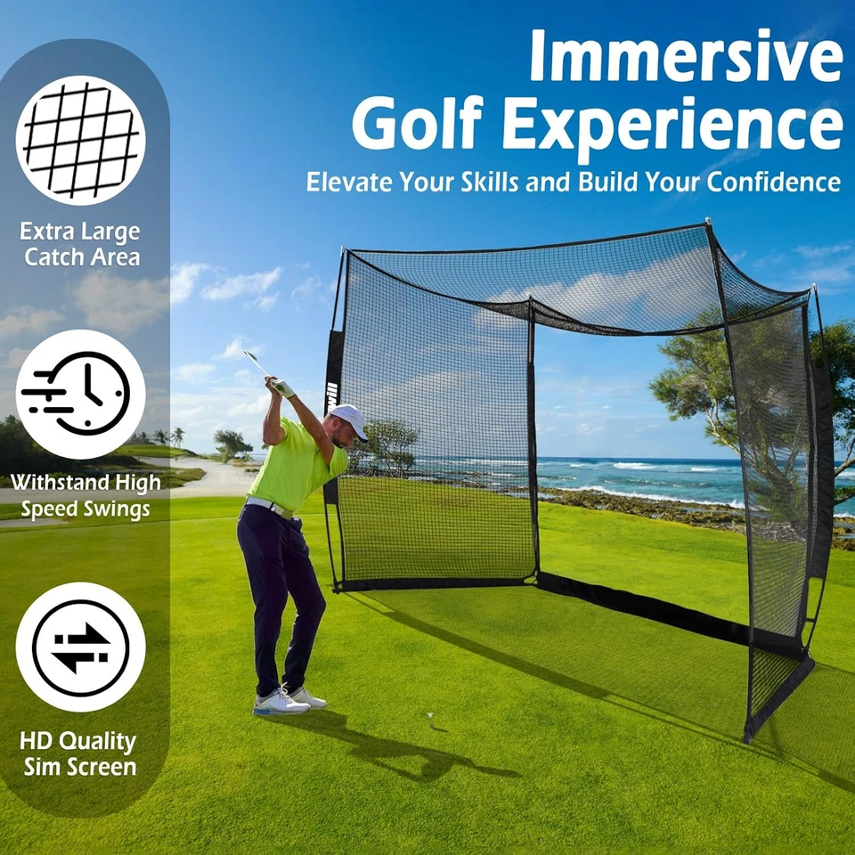 Клетка для гольфа YUNIC с металлической рамой и ударным экраном для симулятора - Изображение 2 из 4