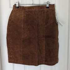 Vintage Tangu Leather Pencil Skirt - Brown - NWT - Size 11/12 - Closure in back