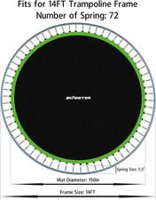 Zoomster Replacement Jumping Mat, Fits 14 ft Round Trampoline Frame with 72 V...