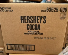 Bulk #25 lbs HERSHEY'S Natural Unsweetened Cocoa Powder BB 6/2027 63525 baking