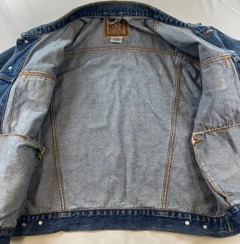Vintage 90s Sears Canyon River Blues Denim Jacket Mens Sz Medium 100% Cotton image 18