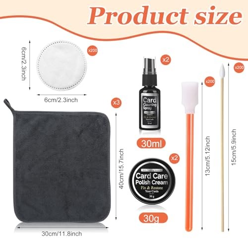  607 Pcs Card Cleaning Kit Trading Card Repair Kit Includes Cleaning Spray, 