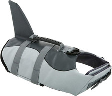 Ripstop Shark Dog Life Jacket with Adjustable Fit and Rescue Handle, Grey