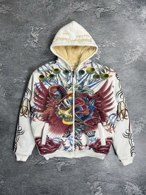 Really Point Drip Y2K Fur Rhinestones Full Skull Print Zip Hoodie