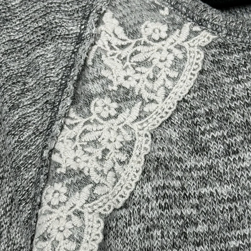 Suéter Top One World XL Gris Sólido Cuello Redondo Manga Larga Elastizado Alto Bajo Tejido Foto 4 de 4