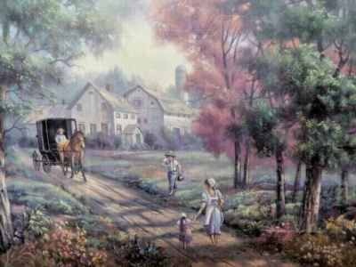 Vintage Pair of Country Home Interior Pictures 16.25