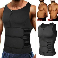 Men's Sauna Suit Sweat Vest Tank Tops Neoprene Shirt Body Shaper Waist Trainer