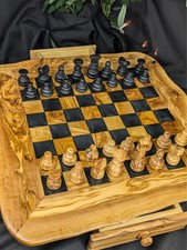 Handcrafted 19-Inch Olive Wood & Black Epoxy ...