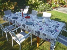 Tablecloth Provence 150x350 cm white black France easy-care wrinkle-free