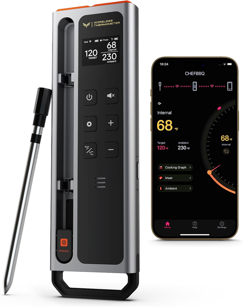 Meat Thermometer Digital Wireless, 800FT Long Range Bluetooth Cooking Thermom...