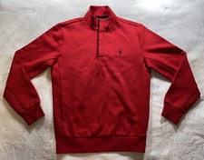 NWT Polo Ralph Lauren Red Quarter Neck Button Up Sweater Mens Size Small