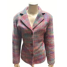 Coldwater Creek Multi Color Tweed Blazer Jacket Acrylic Rayon Lining Polyester