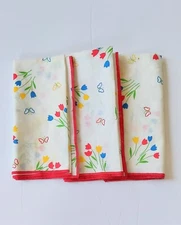 Butterfly Square Vintage Print Floral Cotton Blend Napkins 16" x 16" Set of 3