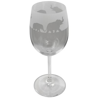 Wine Glass Decorated Elephant Sandblast Animal Stemmed Drinking Gift Boxed Animo