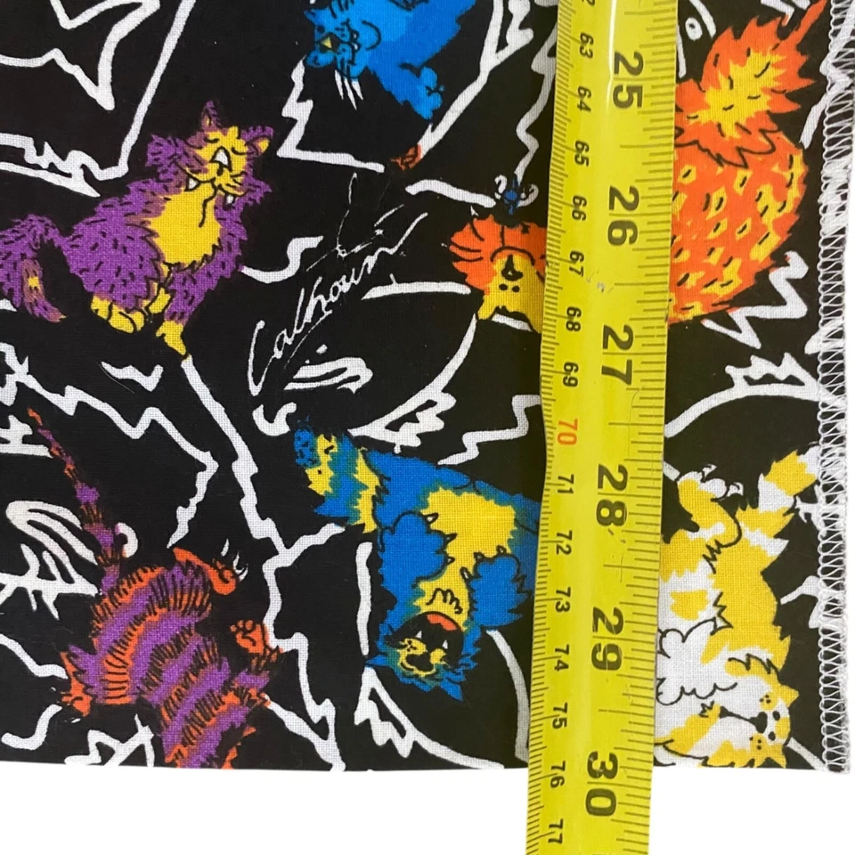 Edredón artesanal de algodón multicolor negro tela pez gato gato eléctrico Marcus Brothers 1+ Foto 3 de 4