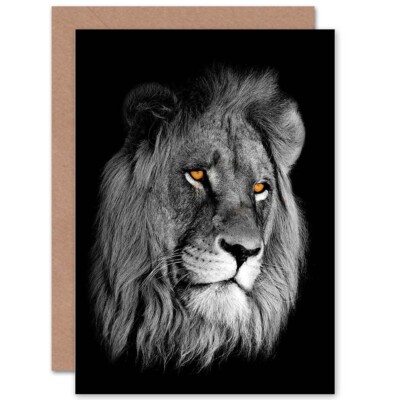 Blanko-Grußkarte Afrikanischer Löwe Portrait Katze Geburtstag mit Umschlag