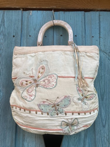 Vintage Bag Pink Orange Y2K Butterfly Bead Boho Festival Summer 00s Accessorize - Picture 21 of 21