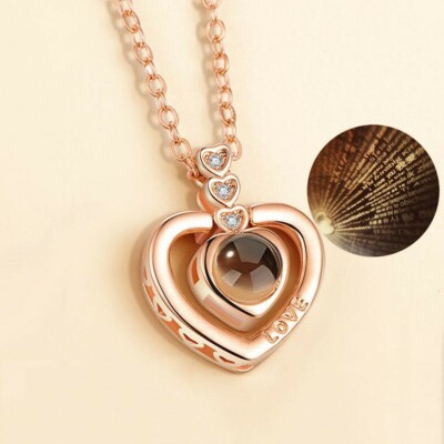 Charm Fashion Cell Phone Projection 100 Different Languages I Love You Necklace