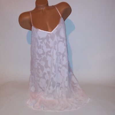 Flora by Flora Nikrooz Lingerie Chemise Slip XL Light Pink Floral Sheer New