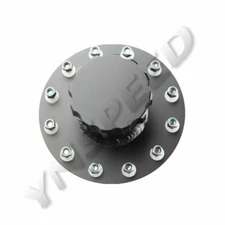 US Billet Aluminum Fuel Cell Fast Fill Filler Neck 12 Bolt Flange + Cap Black
