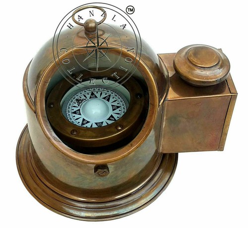 Marine Binnacle Boat Oil Lamp Brass Nautical Ship Compass Antique Gimbal gift - Picture 3 of 3