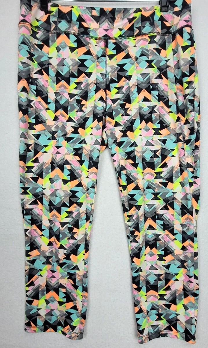 Flirtitude Active Womens SZ XL Multi Color Geometric Leggings