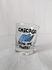Chicago Blew Me Away Short Shot Glass Windy City Asymmetrical Glass Slanted 2.5"