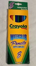 Vntg Crayola Classic Colors Watercolor Wood Pencils Brush. 8 pcs. 2000