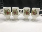 Vintage Corning Ware Spice Of Life White Milk Glass Pedestal Mugs Set Of 4