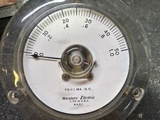WESTERN ELECTRIC PANEL METER FS = 1 MA DC CLEAR LUCITE AA2J Made In USA #9