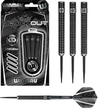 26 GRAM WINMAU BLACKOUT   90% TUNGSTEN STEEL TIP DARTS STRAIGHT BARREL