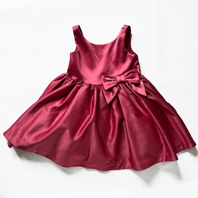 janie and jack red satin dress JANIE AND JACK SPECIAL OCCASION 18-24 PINK DRESS Satin Bow Tulle