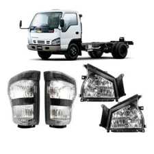 For 04-07 Isuzu NPR NQR 06-07 GMC W4500 RH+LH Headlight+Corner Light With Motor
